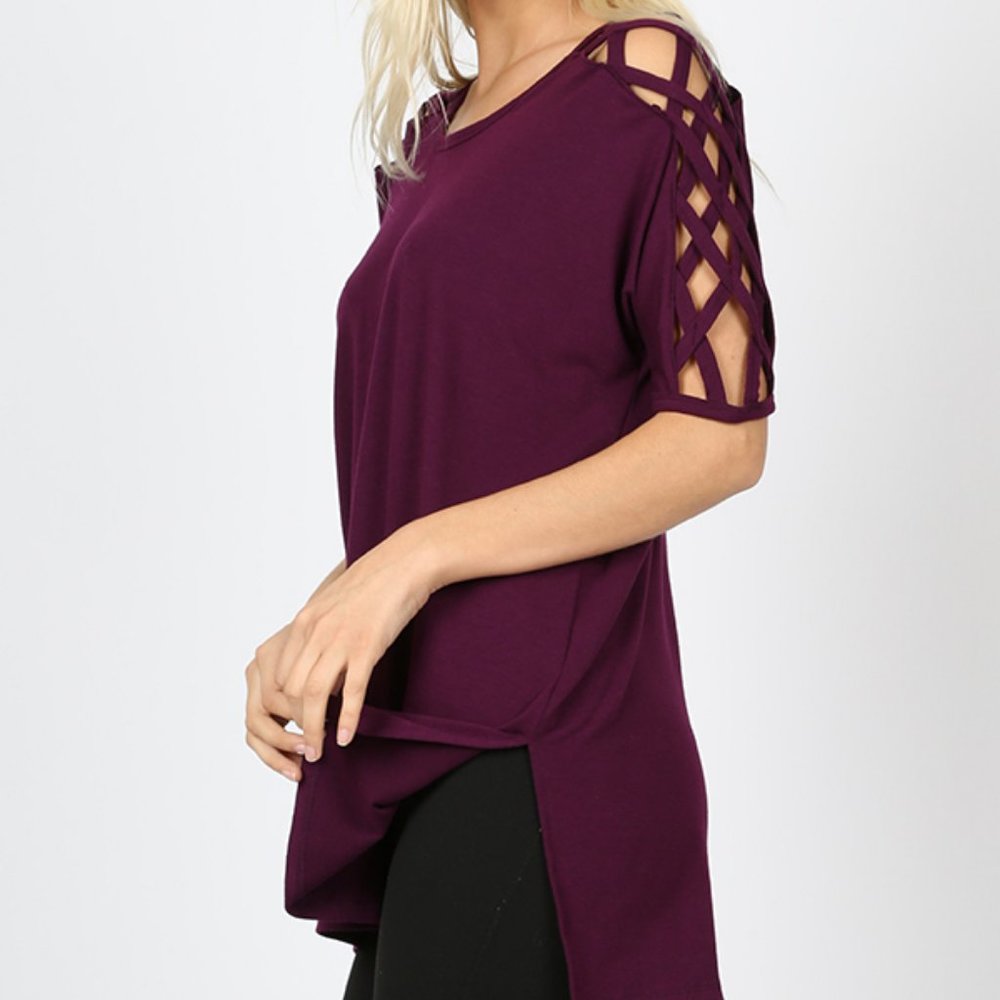 Plum Lattice short sleeve Tunic